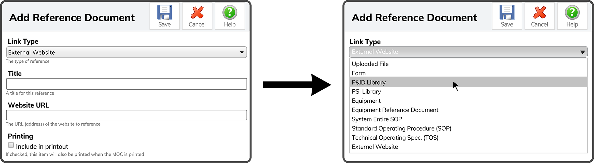 MOC Reference Link Type - P&ID Library