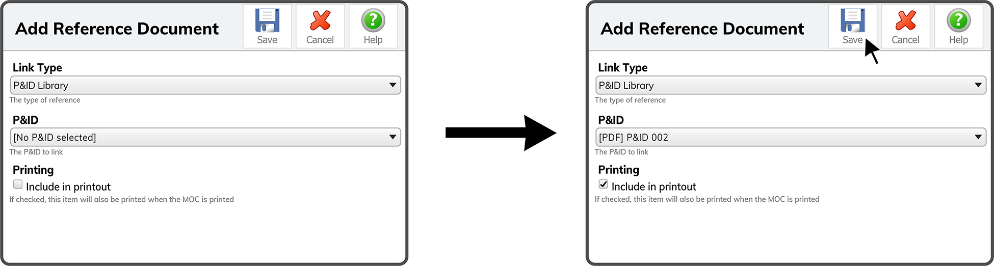 MOC Reference Link Type - P&ID Library