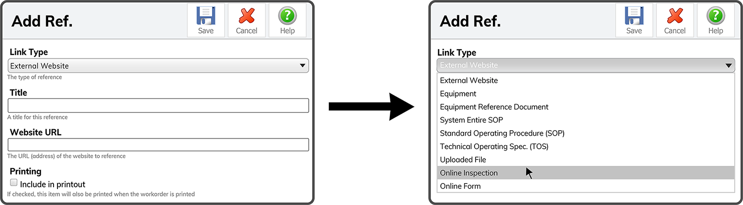 Reference Link Type - Online Inspection
