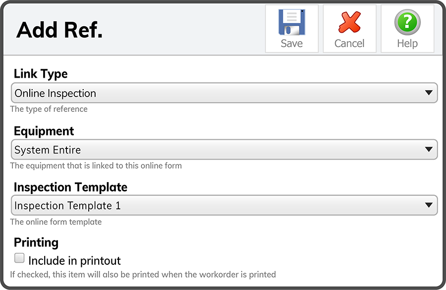 Reference Link Type - Online Inspection